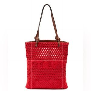 Staud crochet bag with leather trim